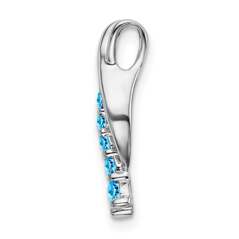 14k White Gold Blue Topaz Journey Chain Slide (0.95 grams)