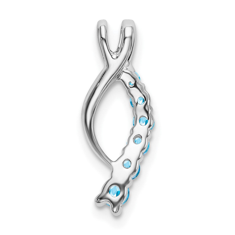 14k White Gold Blue Topaz Journey Chain Slide (0.95 grams)