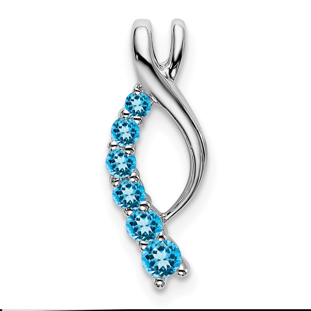14k White Gold Blue Topaz Journey Chain Slide (0.95 grams)