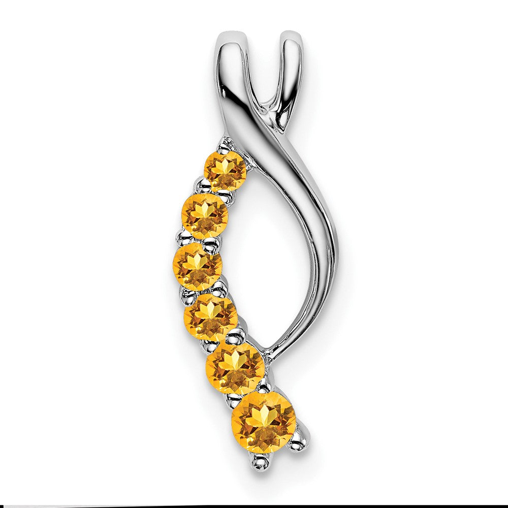 14k White Gold Citrine Journey Chain Slide (0.95 grams)