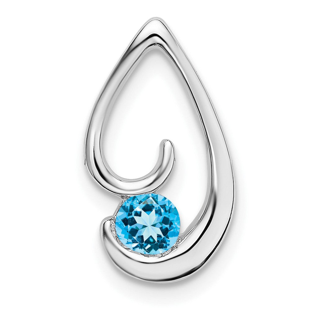 14k White Gold Blue Topaz Chain Slide (1.45 grams)