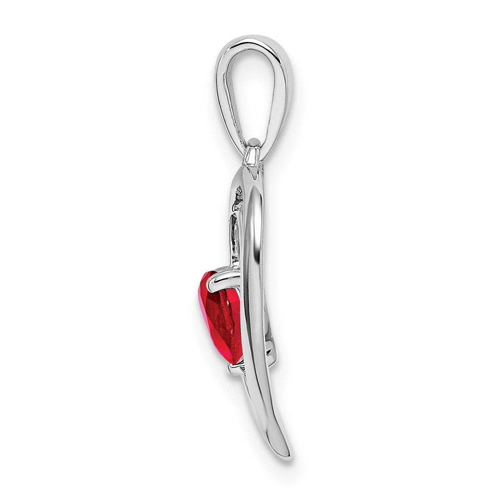 14k White Gold Ruby and Diamond Heart Pendant (1.2 grams)