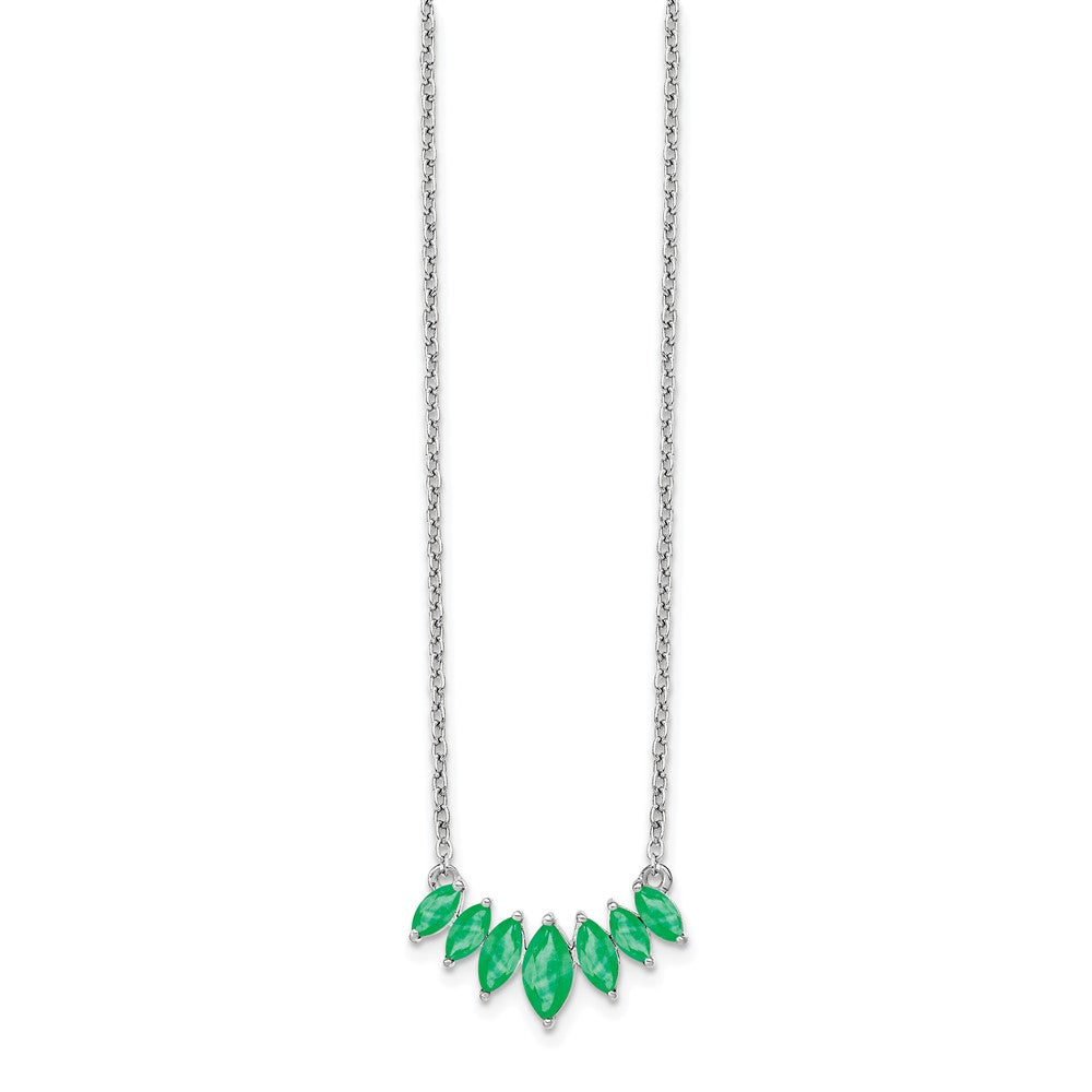 14k White Gold 7.1 mm Marquise Emerald inch Necklace (0.82 grams)