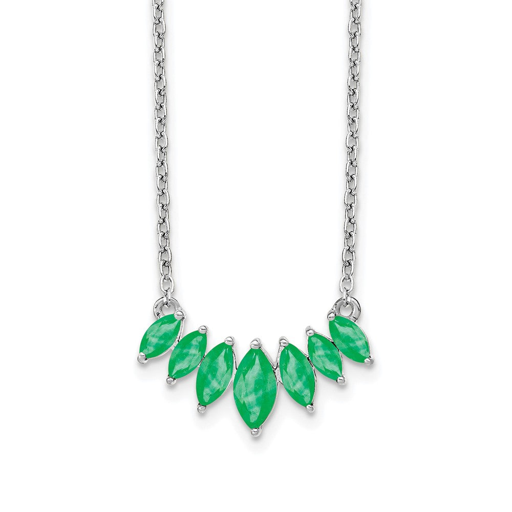 14k White Gold 7.1 mm Marquise Emerald inch Necklace (0.82 grams)