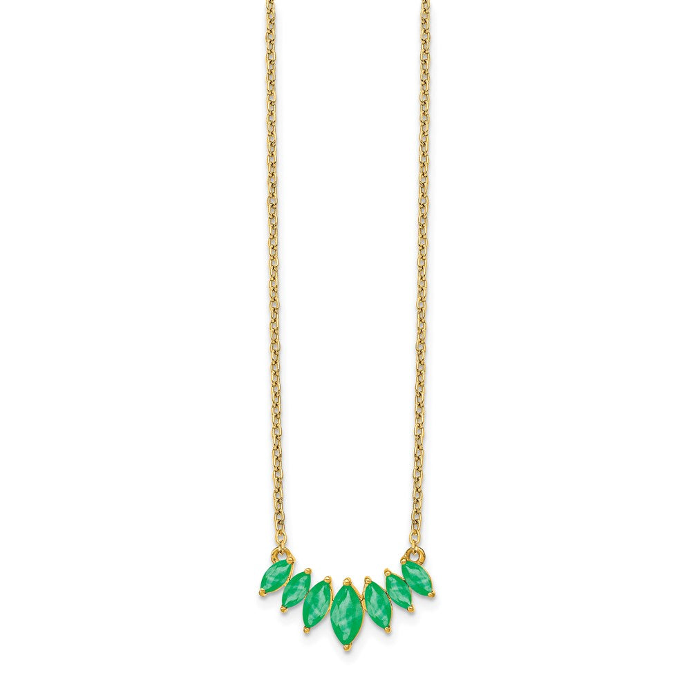 14k Yellow Gold 7.1 mm Marquise Emerald inch Necklace (2.33 grams)