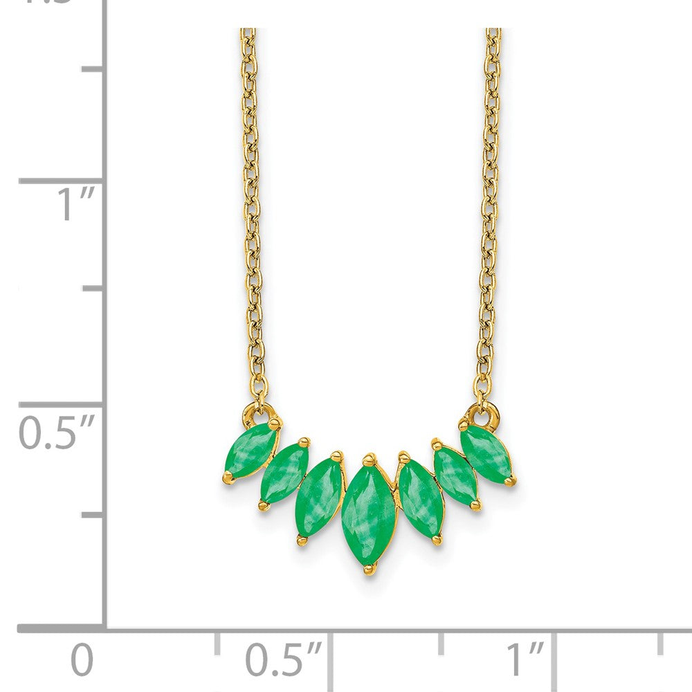 14k Yellow Gold 7.1 mm Marquise Emerald inch Necklace (2.33 grams)