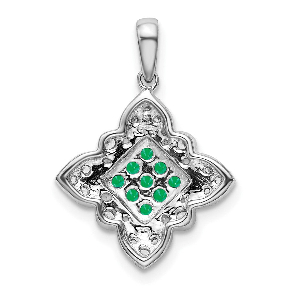 14k White Gold Emerald and Diamond Vintage Pendant (1.85 grams)