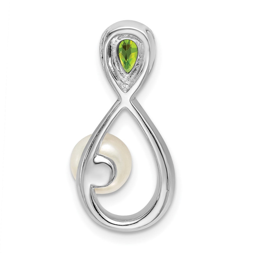 14k White Gold Peridot/FWC Pearl/Diamond Infinity Chain Slide (2.35 grams)