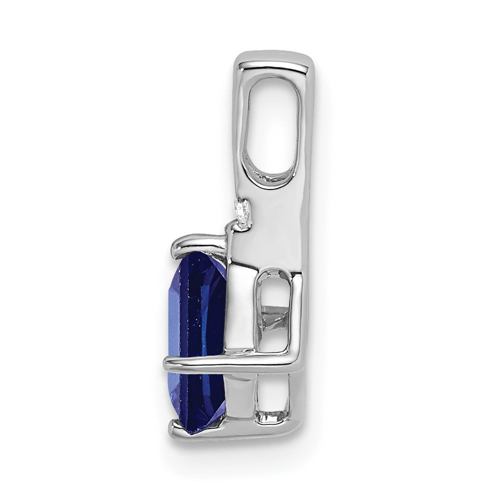 14k White Gold Cushion Sapphire and Diamond Pendant (0.65 grams)