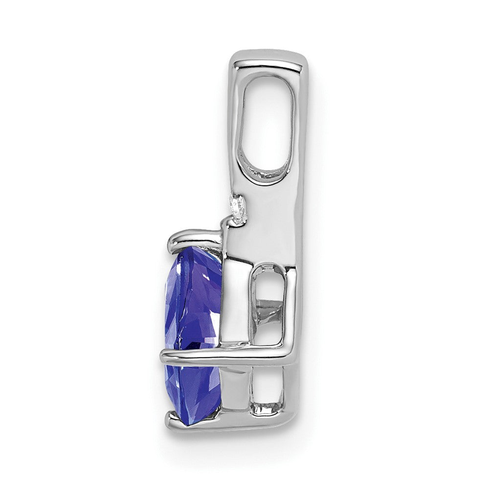 14k White Gold Cushion Tanzanite and Diamond Pendant (0.65 grams)