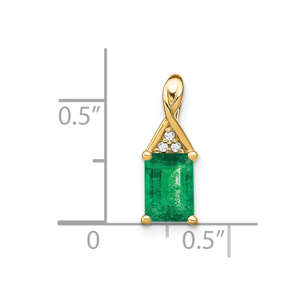 14k Rectangle Emerald and Diamond Pendant (0.85 grams)