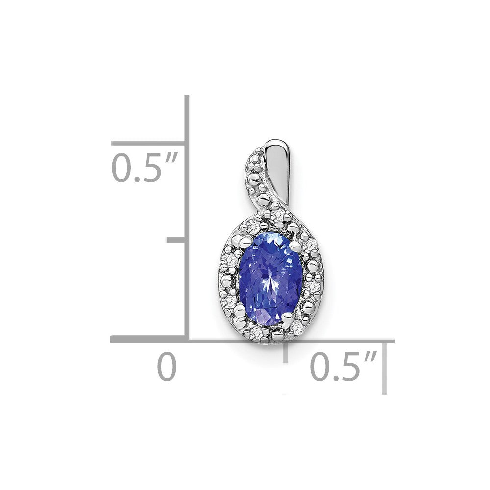 14k White Gold Oval Tanzanite and Diamond Pendant (0.85 grams)
