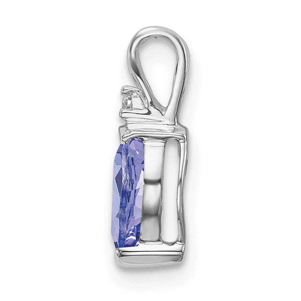 14k White Gold Pear Tanzanite and Diamond Pendant (0.55 grams)