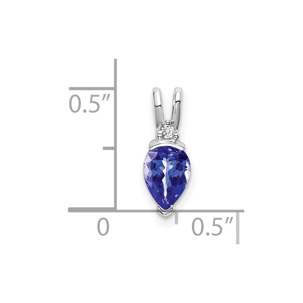 14k White Gold Pear Tanzanite and Diamond Pendant (0.55 grams)