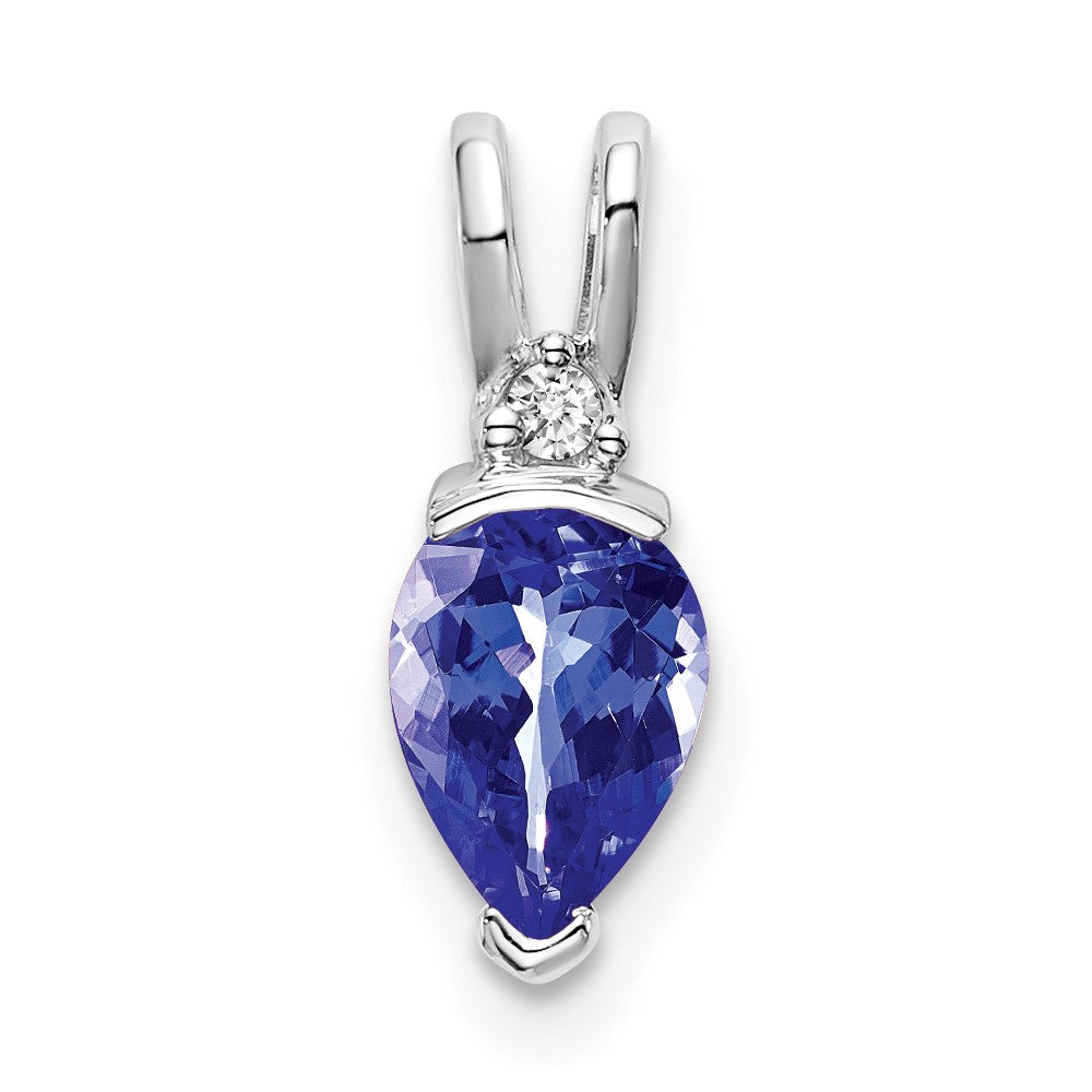 14k White Gold Pear Tanzanite and Diamond Pendant (0.55 grams)