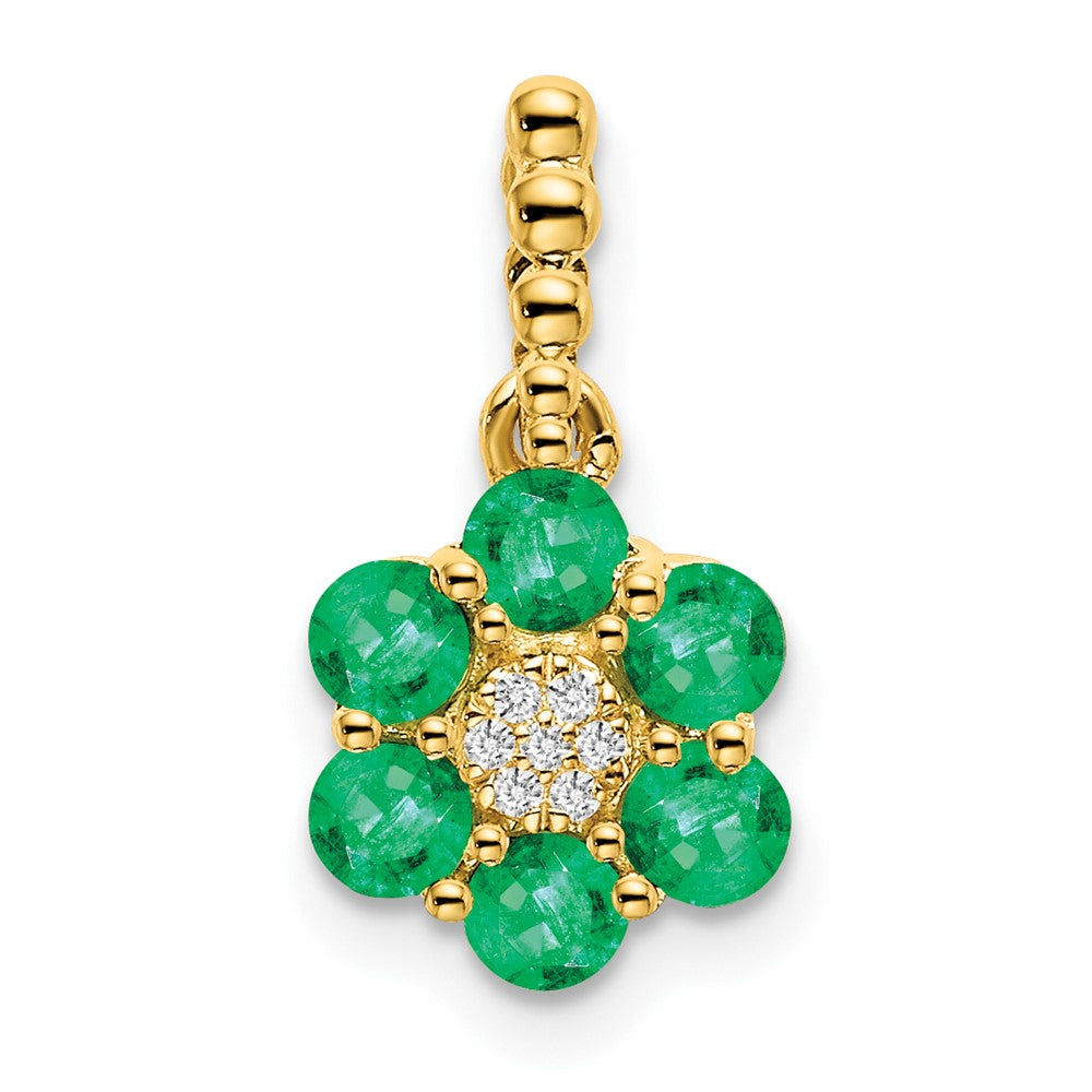 14k Emerald and Diamond Floral Pendant (1.15 grams)