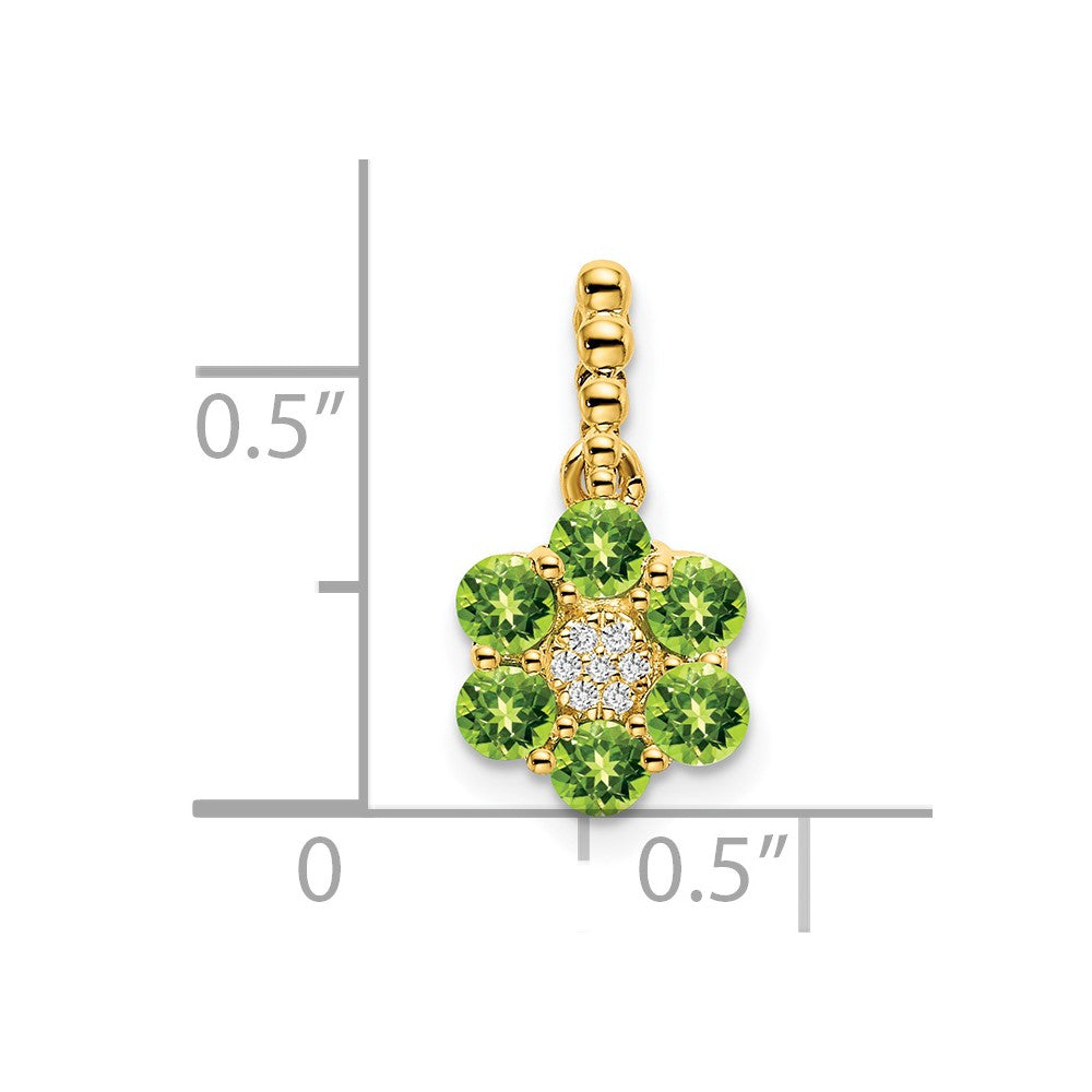 14k Peridot and Diamond Floral Pendant (1.15 grams)