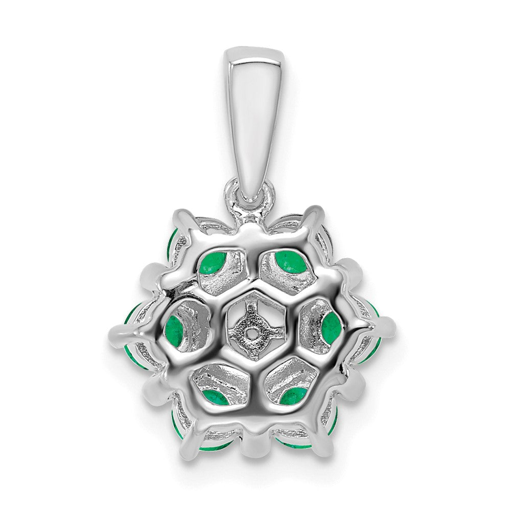 14k White Gold Emerald and Diamond Floral Pendant (1.65 grams)