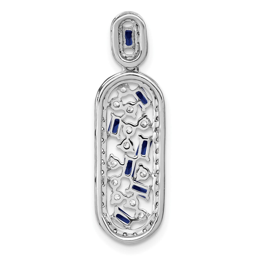 14k White Gold Sapphire and Diamond Oval Chain Slide (2.65 grams)