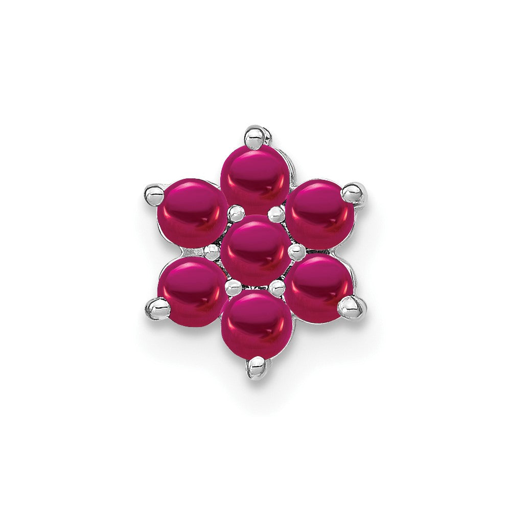 14k White Gold Ruby Floral Chain Slide (0.65 grams)