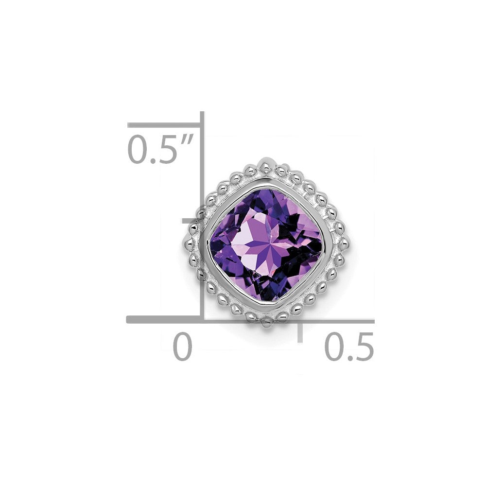 14k White Gold Cushion Amethyst Chain Slide (1.6 grams)