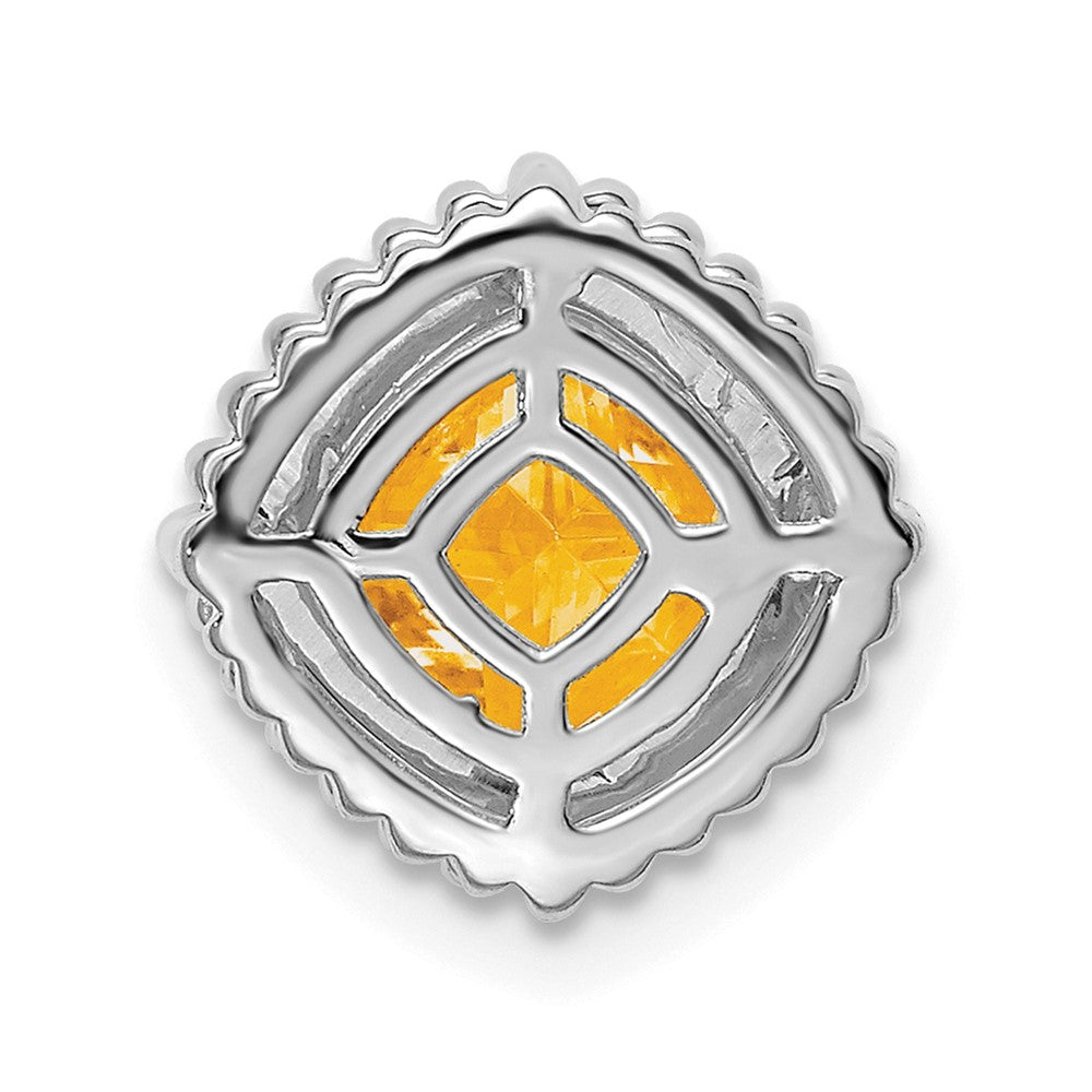 14k White Gold Cushion Citrine Chain Slide (1.6 grams)