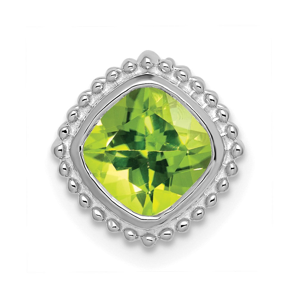 14k White Gold Cushion Peridot Chain Slide (1.6 grams)