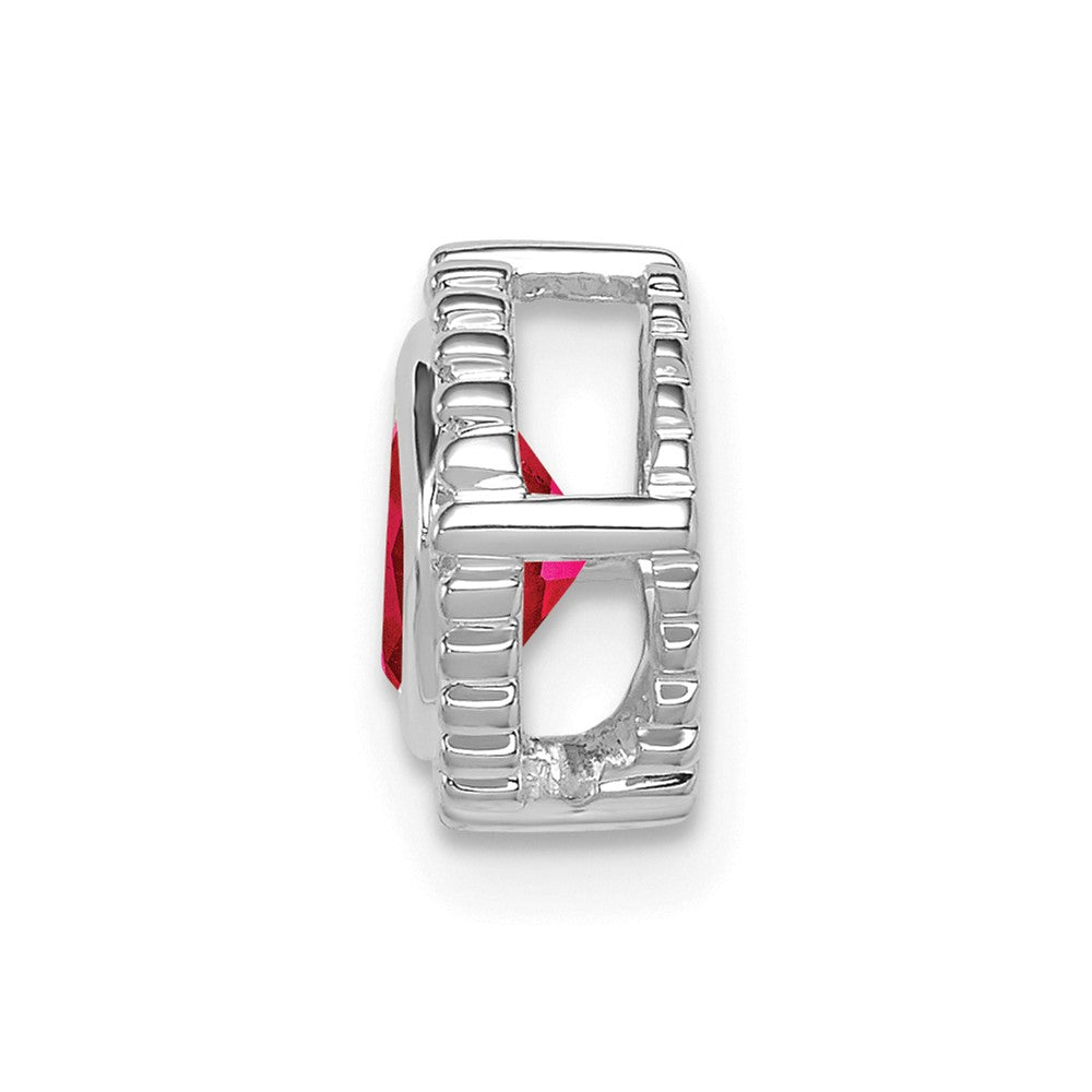 14k White Gold Cushion Ruby Chain Slide (0.85 grams)