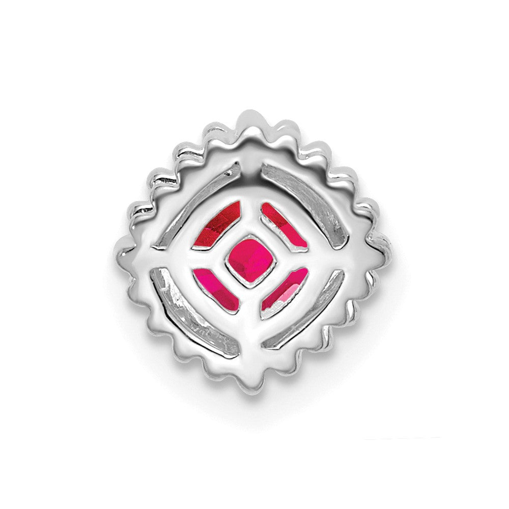14k White Gold Cushion Ruby Chain Slide (0.85 grams)