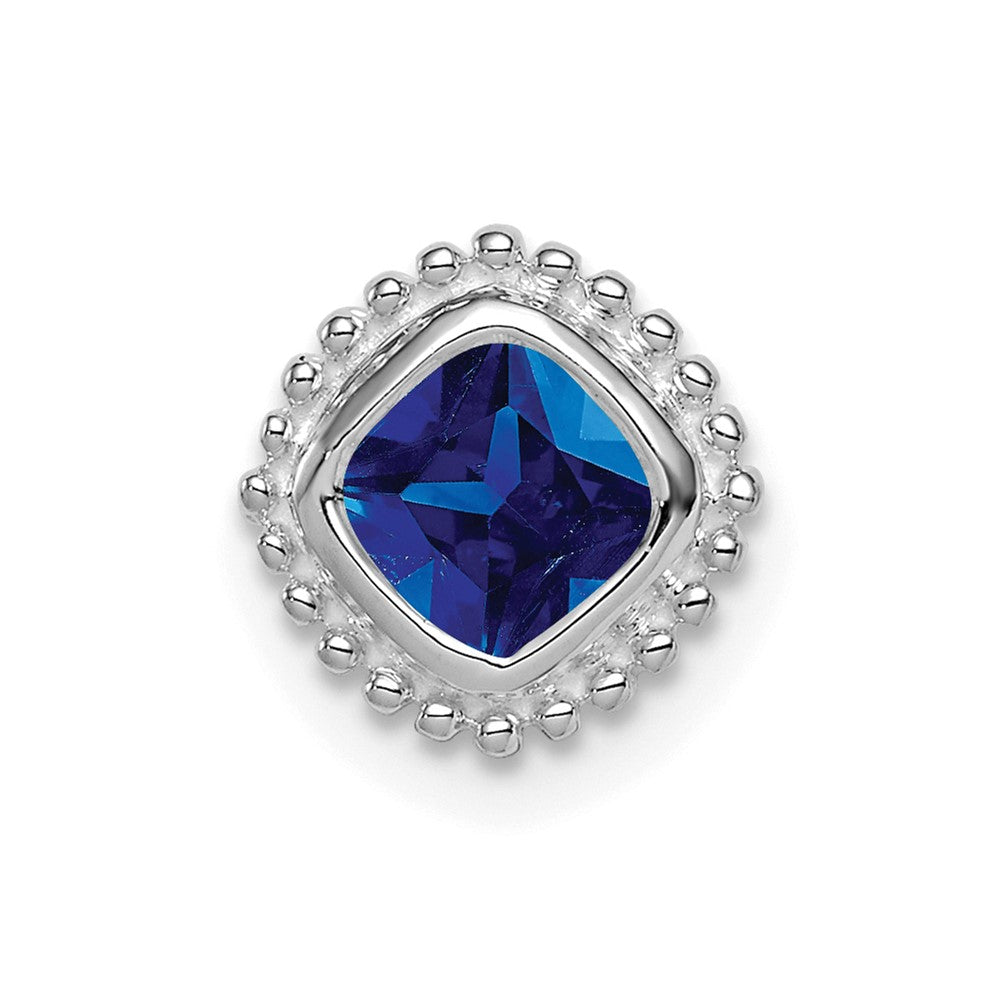14k White Gold Cushion Sapphire Chain Slide (0.85 grams)