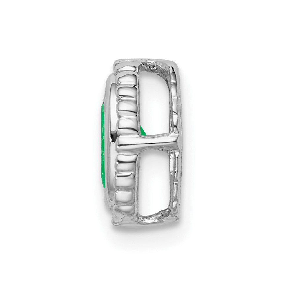 14k White Gold Oval Emerald Chain Slide (0.7 grams)