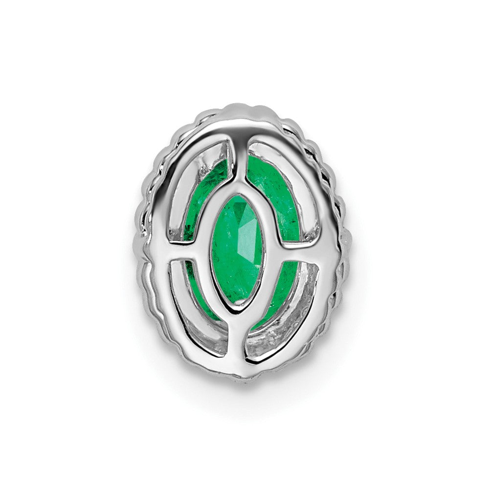14k White Gold Oval Emerald Chain Slide (0.7 grams)