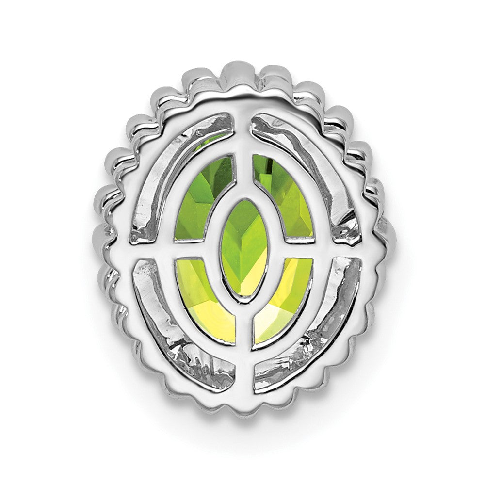 14k White Gold Oval Peridot Chain Slide (1.75 grams)