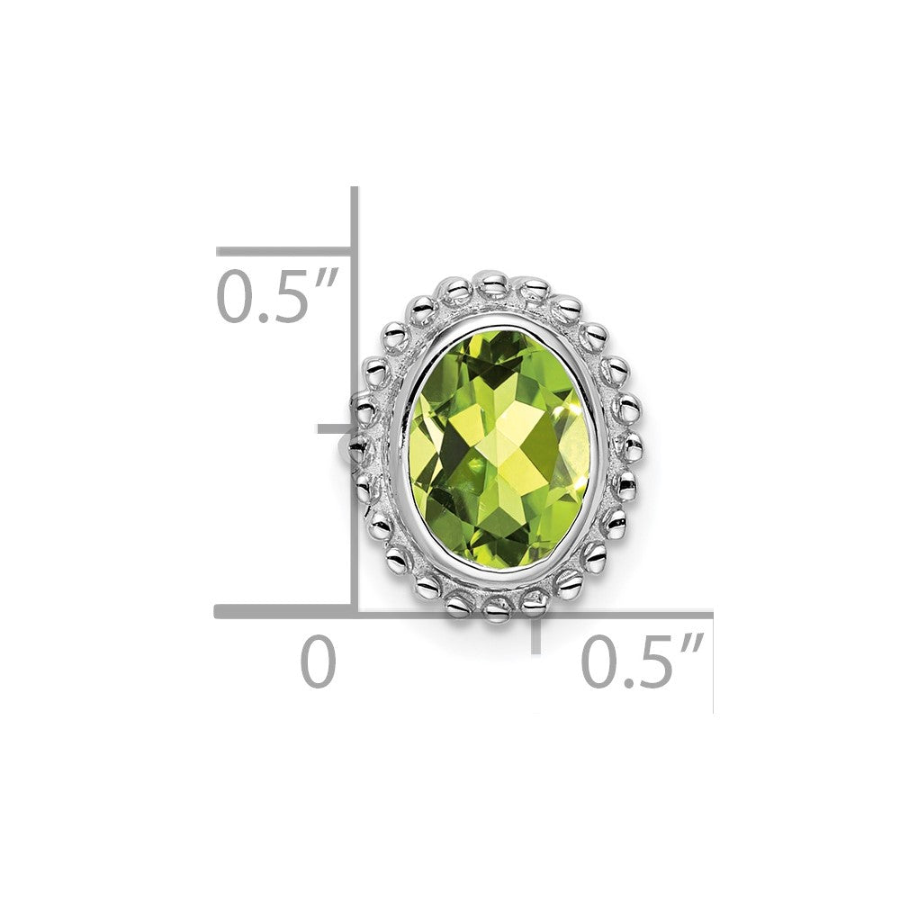 14k White Gold Oval Peridot Chain Slide (1.75 grams)