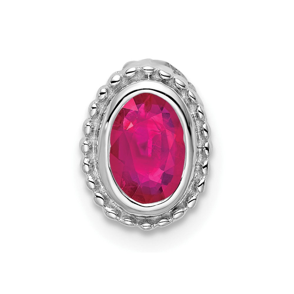 14k White Gold Oval Ruby Chain Slide (0.7 grams)