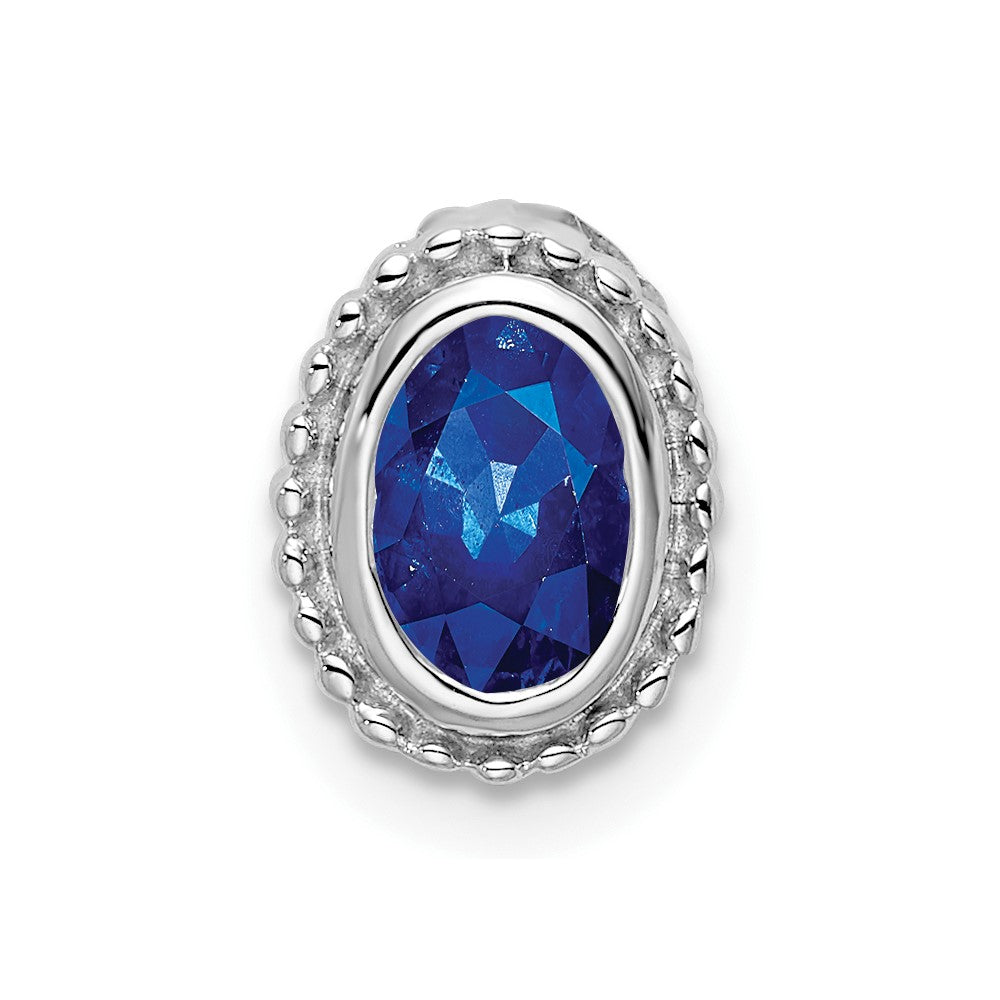 14k White Gold Oval Sapphire Chain Slide (0.7 grams)