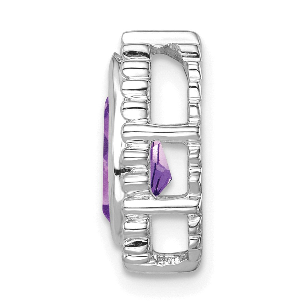 14k White Gold Pear Amethyst Chain Slide (2.15 grams)