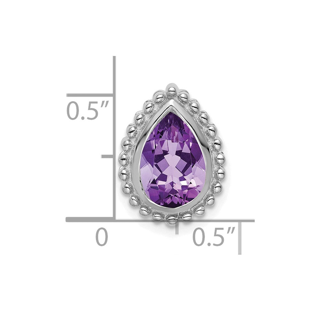 14k White Gold Pear Amethyst Chain Slide (2.15 grams)