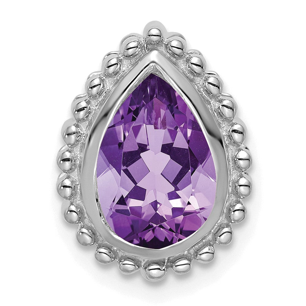 14k White Gold Pear Amethyst Chain Slide (2.15 grams)
