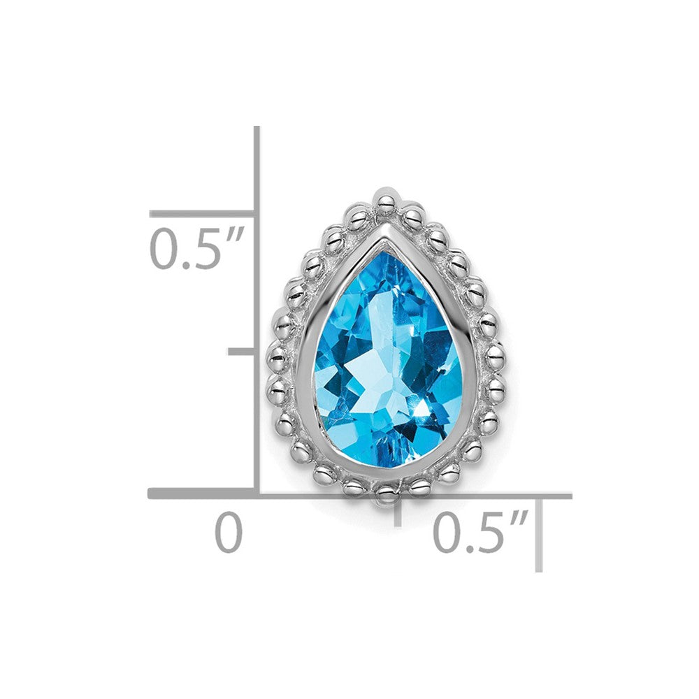14k White Gold Pear Blue Topaz Chain Slide (2.15 grams)