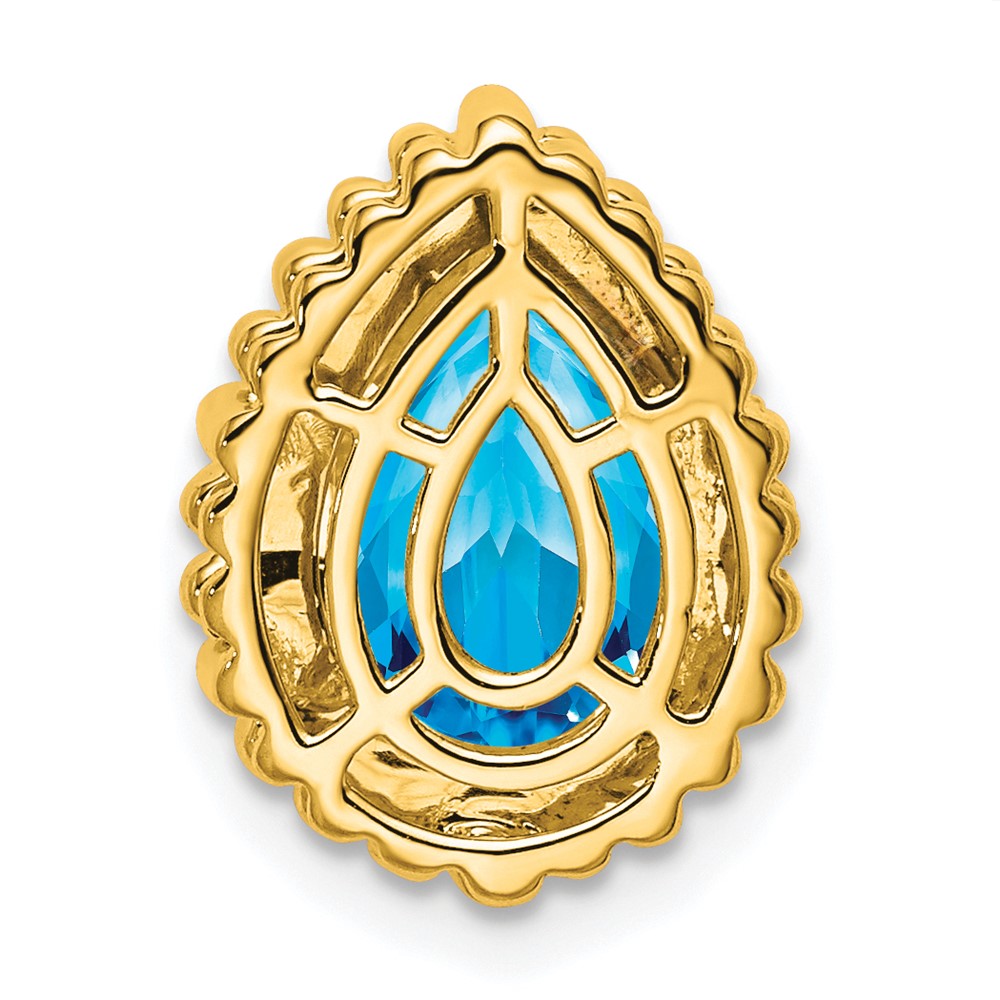 14k Pear Blue Topaz Chain Slide (2.15 grams)