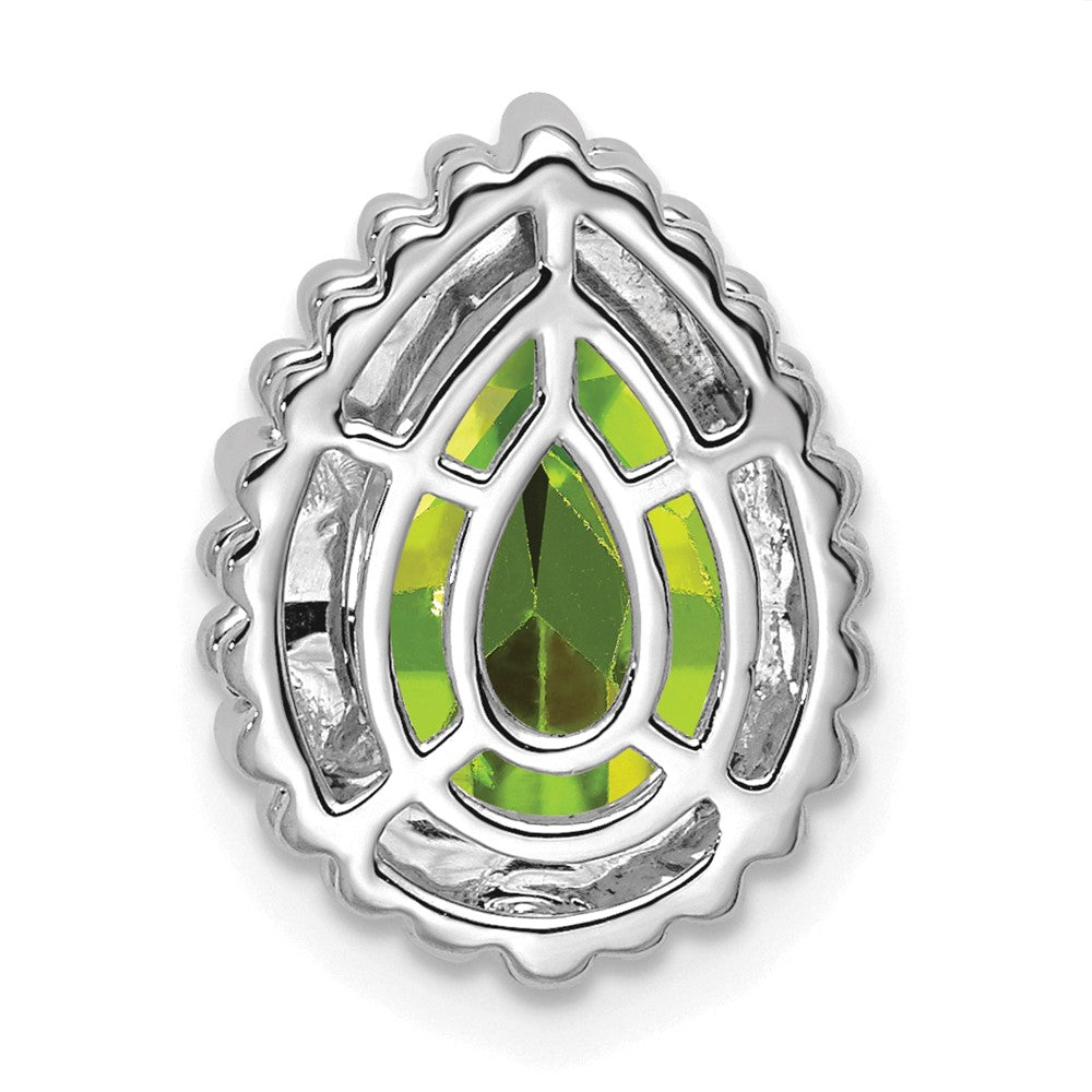 14k White Gold Pear Peridot Chain Slide (2.15 grams)