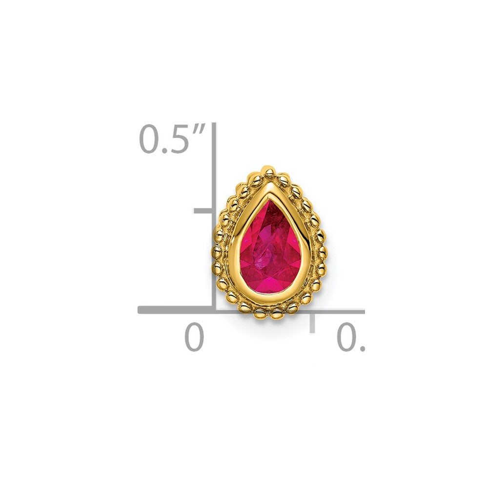 14k Pear Ruby Chain Slide (0.85 grams)
