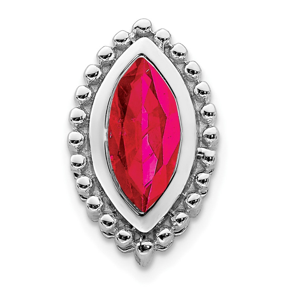 14k White Gold Marquise Ruby Chain Slide (1.05 grams)