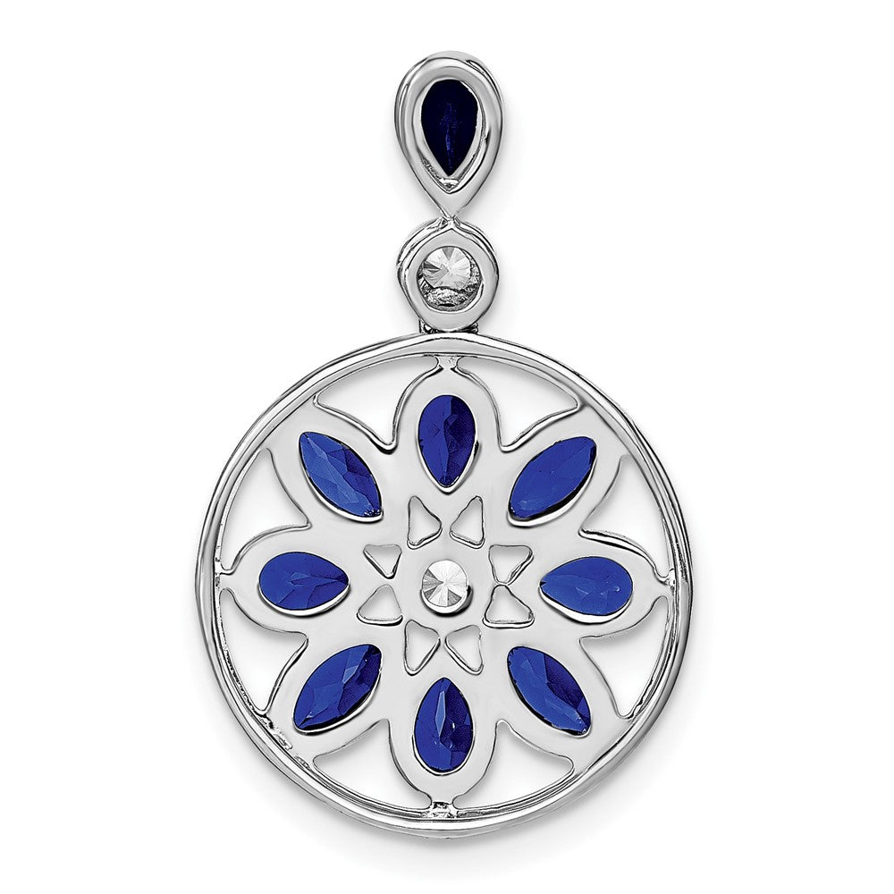 14k White Gold Sapphire and Diamond Pendant (3.3 grams)