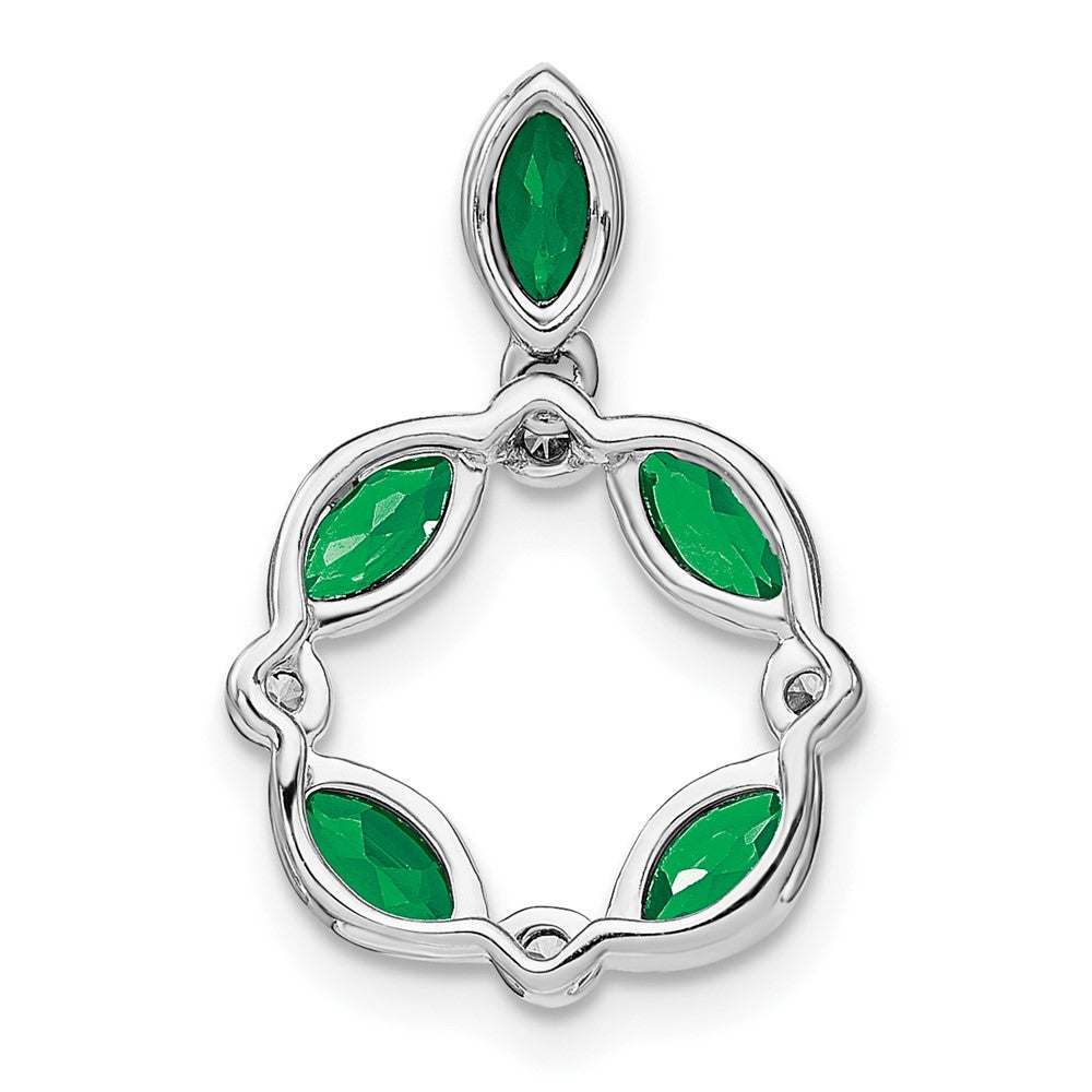 14k White Gold Emerald and Diamond Pendant (1.8 grams)