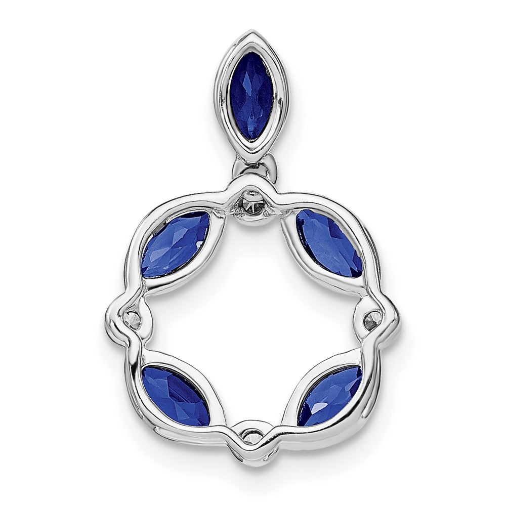 14k White Gold Marquise Sapphire and Diamond Pendant (1.8 grams)