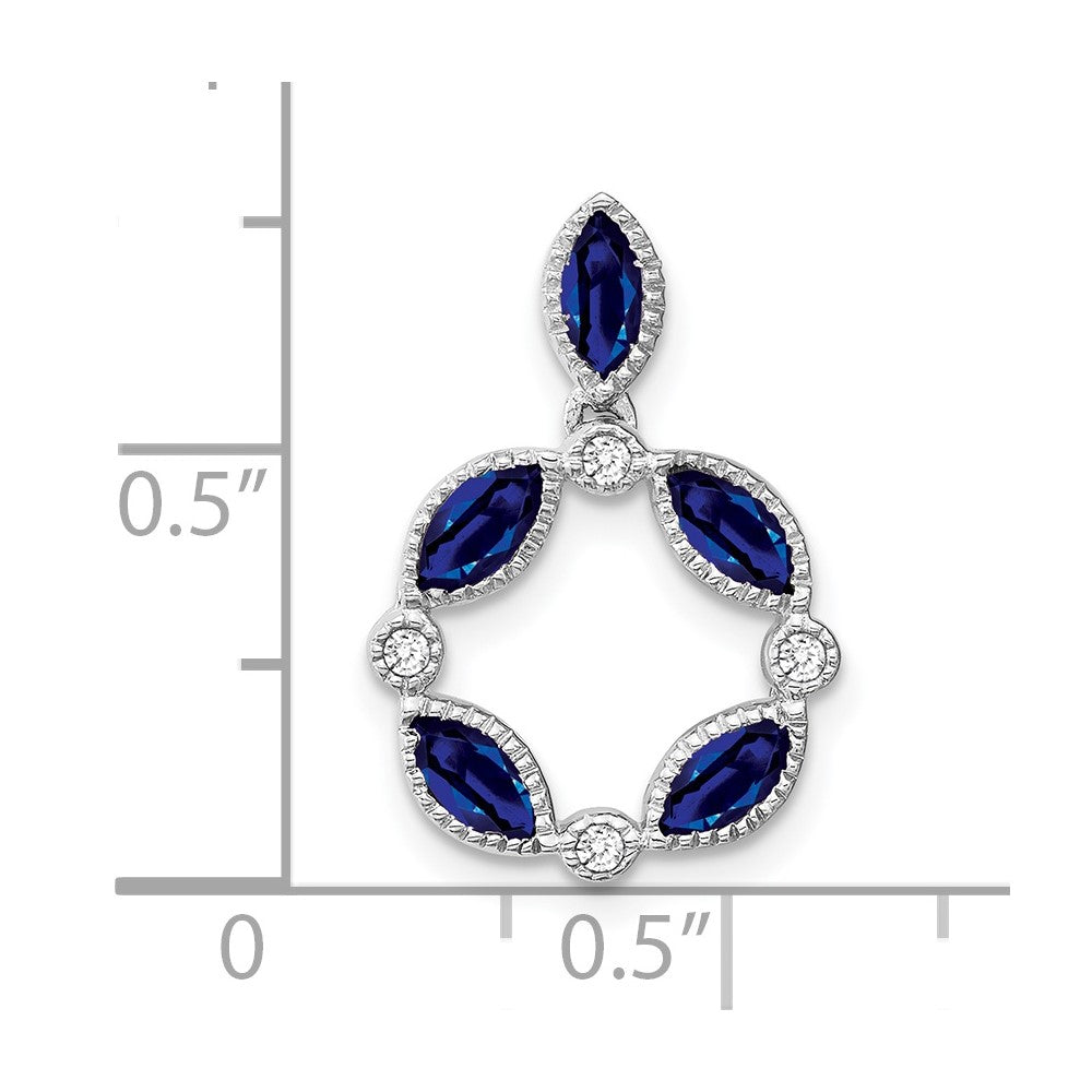 14k White Gold Marquise Sapphire and Diamond Pendant (1.8 grams)