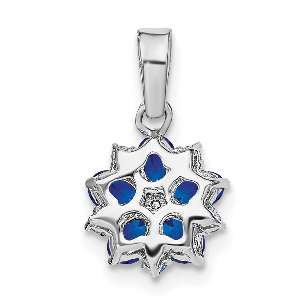 14k White Gold Sapphire and Diamond Floral Pendant (0.85 grams)