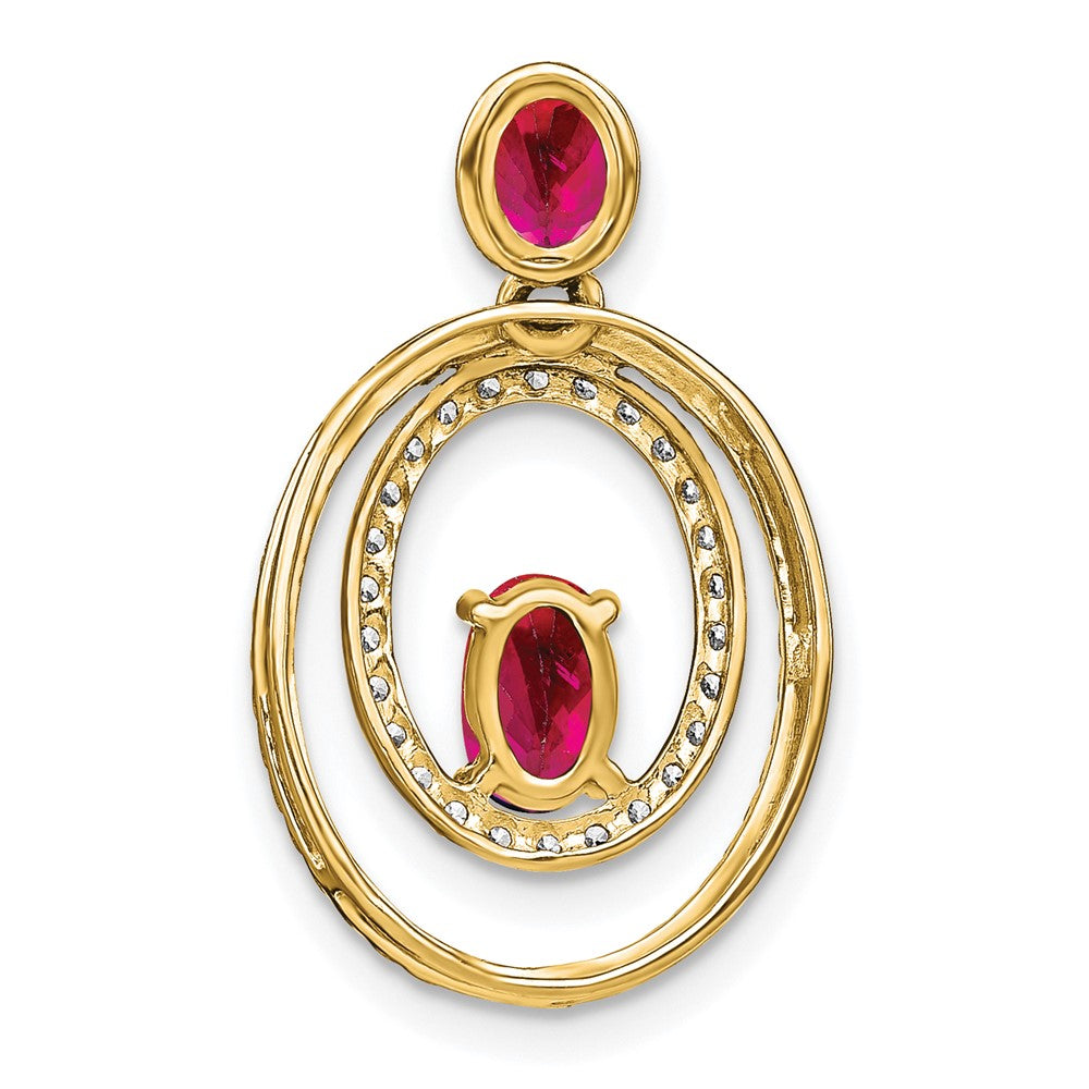 14k Ruby and Diamond Oval Pendant (2 grams)